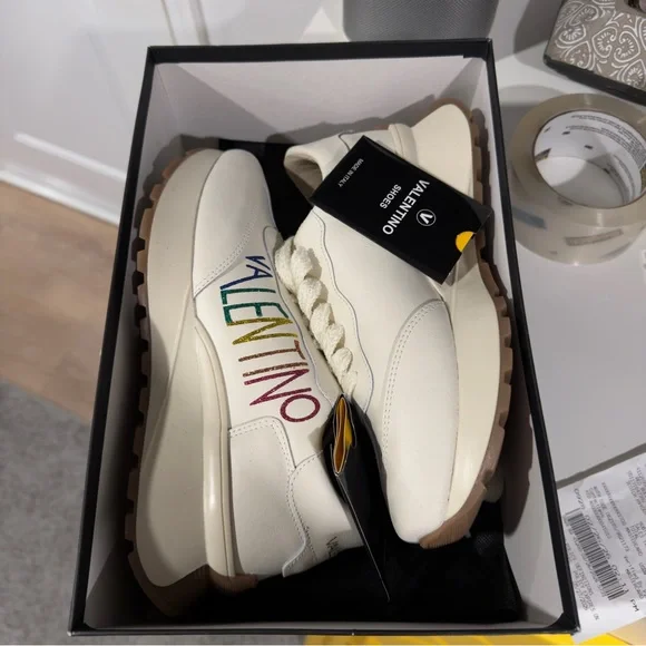 Valentino Women's White Sneakers with Multicolor Logo - Picture 6 of 6
